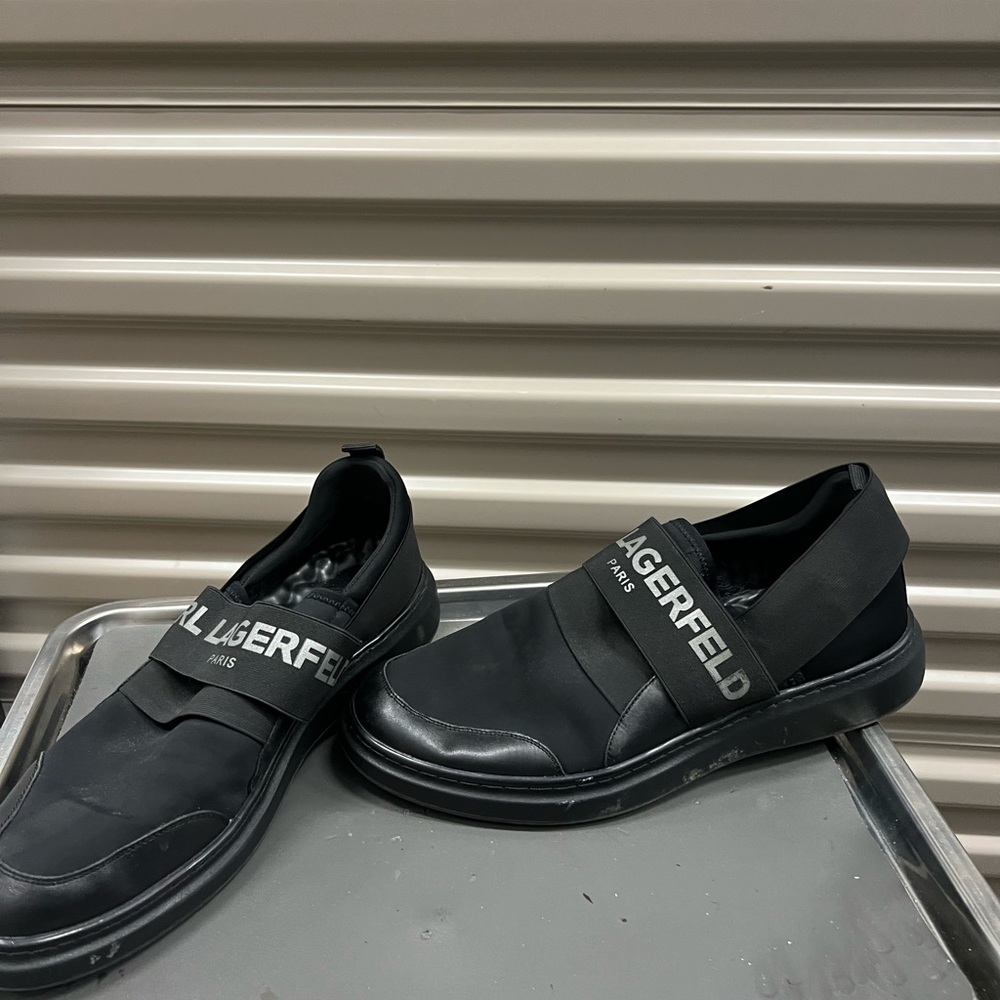 Karl Lagerfeld Black Slip-On Loafers Modern Design